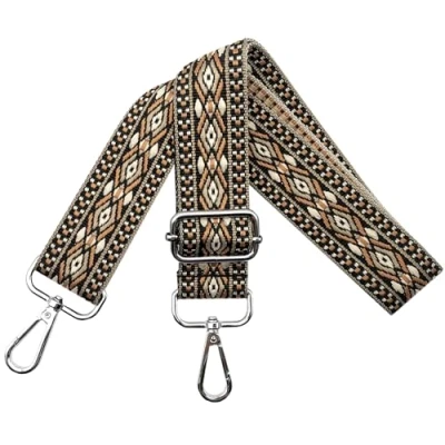 Immagine di Tracolla per Borsa Donna Regolabile, Cinghie Colorata, Tracolle Larga 3.8cm con Argento Moschettoni Crossbody Accessori, Marrone Nero, N15