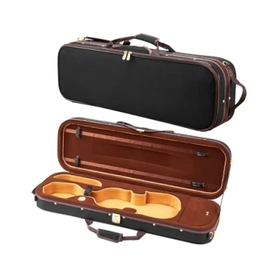 Immagine di VEVOR Custodia per Violino, Dimensione Completa 4/4, da Viaggio Violino Igrometro Incorporato, Borsa Portatile Leggera, con Fodera in Peluche, Tracolle, Forma Oblunga