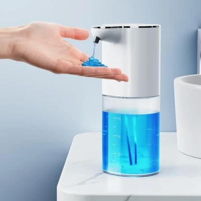 Immagine di Dispenser Sapone Automatico Elettrico a parete di senza contatto, ricaricabile via USB con sensore movimento infrarossi per bagno, cucina, ufficio