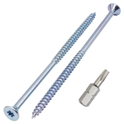 Immagine di SKIR&#039;CO (10 pezzi) Viti per Legno in Acciaio Zincato 6,0 x 130 mm, a Testa Svasata Torx, Truciolare, Parzialmente Filettate