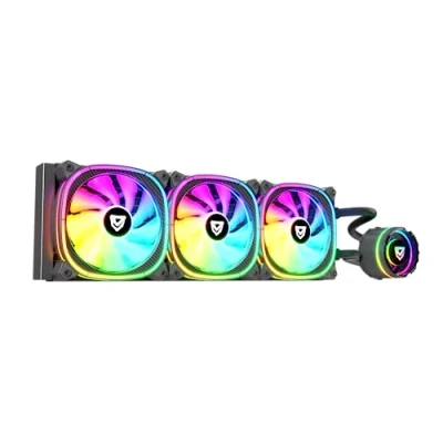 Immagine di Nfortec ATRIA X Liquid CPU Cooling ARGB 360 mm, Infinity Mirror ruotabile di gradi, 3 ventole PWM da 120 compatibile con AMD e Intel, nero