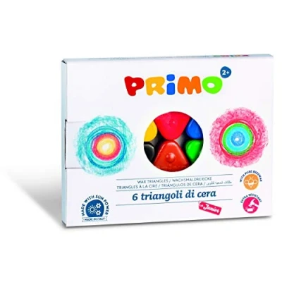 Immagine di PRIMO Pastelli a Cera Colorati con 6 Colori per Bambini +3 Anni Triangolo Resistenti e Durevoli, Pastello dal Colore Intenso Cartoleria Lavoretti Creativi Bambini, non Sporca le Mani