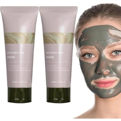 Immagine di Relief Mud Mask Deep Cleansing &amp; Hydrating Clay Face Mask, Recovery with Boryeong Mud, Korean Pore Oil Control, Nourishing Moisturizing Facial (2 Pcs)