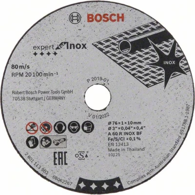 Immagine di Bosch Accessories 2608601520 Disco da taglio Expert for INOX A 60 R BF, 76 mm, 10 1 mm