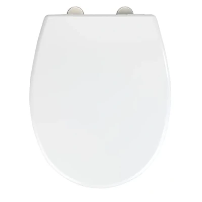 Immagine di WENKO sedile WC Vorno Neo Bianco, copriwater igienico con chiusura ammortizzata, in duroplast infrangibile e antibatterico, rapida, acciaio inossidabile, 37x46cm