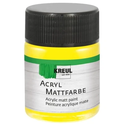 Immagine di Kreul 75503 Vernice acrilica Opaca, Gialla in Barattolo da 50 ml, a Base d&#039;Acqua dalla Copertura cremosa, ad Asciugatura Rapida, Adatta Molte superfici Diverse, Yellow, unità