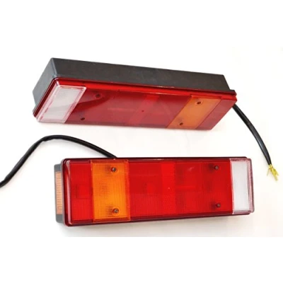 Immagine di Coppia di fanali posteriori, 12 24 V, 470 mm, supporta l’utilizzo lampadine (non incluse), per rimorchi, rimorchi roulotte, camion, camper e veicoli con cassone ribaltabile