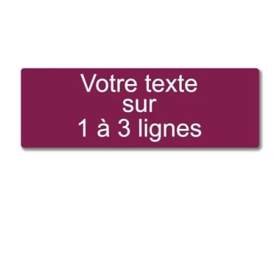 Immagine di Targa incisa personalizzata 1 3 linee 20 x 6,5 cm autoadesiva, Bordeaux