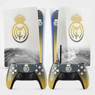 Immagine di Adesivo per la PS 5 Real, Foot, Console e Controller, edizione standard Disco, Skin Madrid (2 Controller)