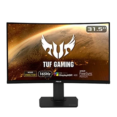 Immagine di ASUS TUF Gaming VG32VQR Monitor 31.5, WQHD (2560x1440), 165Hz, Tempo di Risposta 1ms, Free Sync, Flicker Free, HDR 400, Riduzione Luce Blu, Shadow Boost, GamePlus, Regolabile, Nero