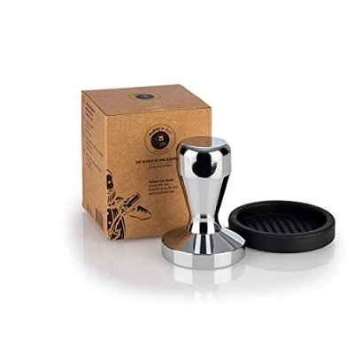 Immagine di Buddy&#039;s Bar Barista Edition, pressa per caffè di alta qualità, diametro 58 mm, altezza 8 cm, caffè, in acciaio inox, portafiltro da con cuscinetto silicone