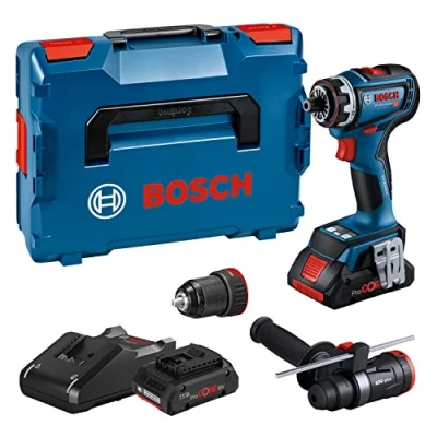 Immagine di Bosch Professional 18V System Trapano Avvitatore a Batteria Gsr 90 Fc (Flexiclick System, Coppia Max 64 Nm, Motore Brushless, 2 Vel., Incl. Batterie Procore 4.0 Ah, Caricab., Att., in L Boxx)