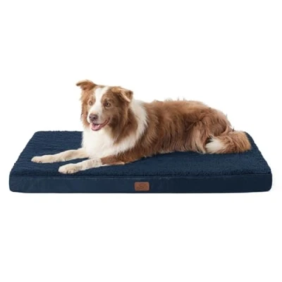 Immagine di Bedsure Cuscino per Cane Gande Materassino Cani Taglia Grande Interno Sfoderabile Lavabile 112x81x7,6 cm Blu
