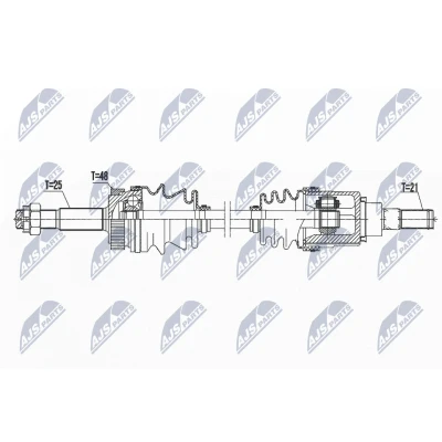 Immagine di NTY NPW NS 076 Albero motore / Semiasse Assale posteriore, posteriore Sx, Dx 800 NISSAN: Qashqai Qashqai+2 I, X Trail