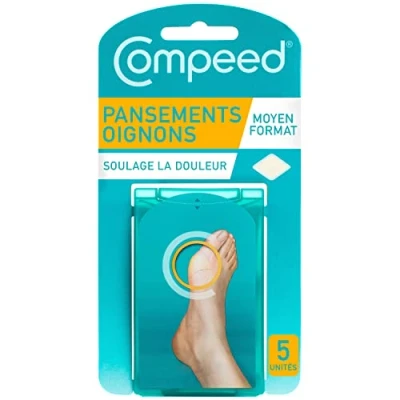 Immagine di Compeed® 5 medicazioni per cipolla idrocolloidi Hallux Valgo Piede Formato (6,8 x 4,7 cm)