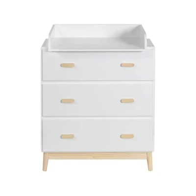 Immagine di Rebecca Mobili Fasciatoio con Cassetti, Mobile Fasciatoio, Bianco Marrone, MDF Pino, Compatto, 3 Cassetti Misure HxLxP: 100 x 80 42 cm Art. RE6983