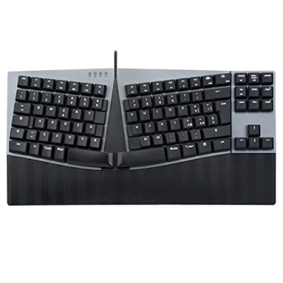 Immagine di Perixx PERIBOARD 335RD Tastiera meccanica compatta ergonomica con cavo Interruttori lineari rossi a basso profilo Funzioni programmabili tasti macro Compatibile Windows e Mac OS X QWERTY
