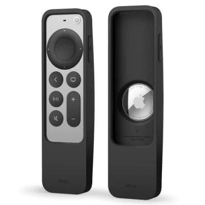 Immagine di elago Custodia con Localizzatore R5 Compatibile Telecomando Apple TV 4K Siri 3a Generazione(2022) e 2a Generazione(2021),Compatibile AirTag Cordino incluso,Protezione (Nero)