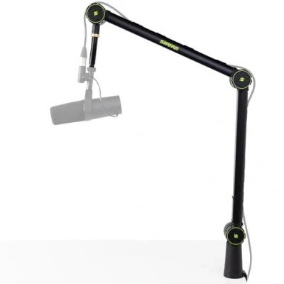 Immagine di SHURE by Gator SH BROADCAST1 braccio desk deluxe a morsetto per microfono da tavolo podcasting con canale di gestione dei cavi