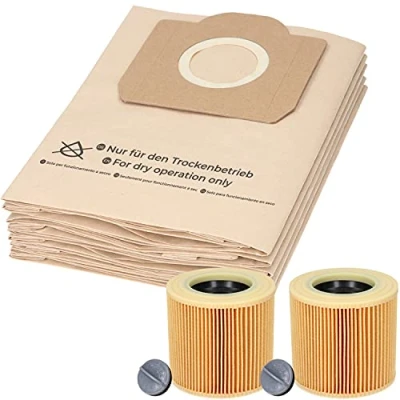 Immagine di 20 sacchetti per la polvere + 2 filtri Karcher A2604 A2204 A2254 A2200 A2201 A2206 A2231 A2236 A2251 A2500 A2504 A2534 A2554 A2654 A2656 A2675