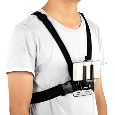Immagine di Bindpo Imbracatura toracica per fotocamera, supporto cinghia regolabile, montaggio petto con clip Gopro OSMO Action Camera Cellulare