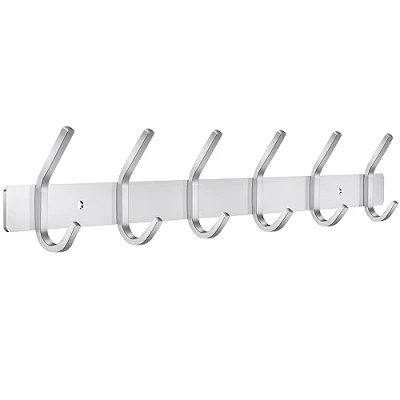 Immagine di JOLY FANG Appendiabiti da Parete Argento, Ganci Muro in Acciaio Inox, Attaccapanni Montato per Cameretta, Cucina, Bagno(6 Ganci)