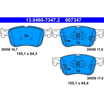 Immagine di ATE 13.0460 7347.2 Kit pastiglie freno con segnalatore acustico usura FORD: Kuga Mk3, Focus Mk4 Hatchback, Turnier