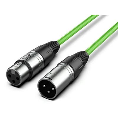 Immagine di Audibax Silver Cavo XLR Maschio a Femmina Lunghezza 6 Metri Connettori OFC ad Alta Trasmissione del Segnale Rivestito in PVC Massimo Isolamento Diametro mm Colore Verde