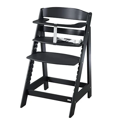 Immagine di roba Seggiolone Evolutivo Sit Up Flex 2 in 1, Altezza Regolabile, dai 6 Mesi fino ai 70 kg, con Poggiapiedi, Robusto ed Ergonomico, Legno Laccato Nero