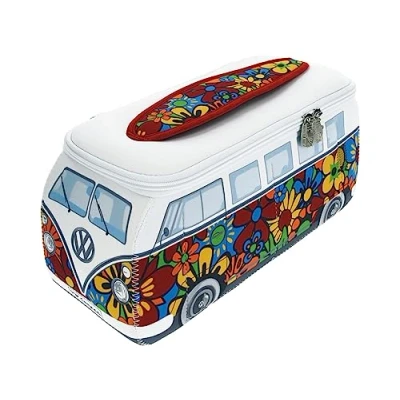 Immagine di BRISA VW Collection Volkswagen Beauty case da viaggio in Neoprene, porta oggetti con manico, Campervan Bus T1 design (Piccolo 23 x 11 8 cm)
