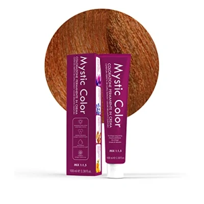 Immagine di Mystic Color Colore Biondo Rame Intenso 7.44 Tinta per Capelli Colorazione Professionale in Crema a Lunga Durata Con Cheratina Idrolizzata, Olio di Argan e Calendula 100 ml