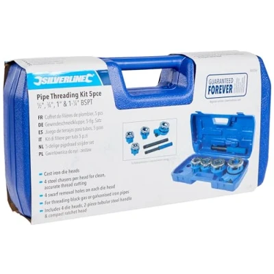 Immagine di Silverline 868556 Set per taglio filettatura tubi, 13, 19, 25 e 32 mm