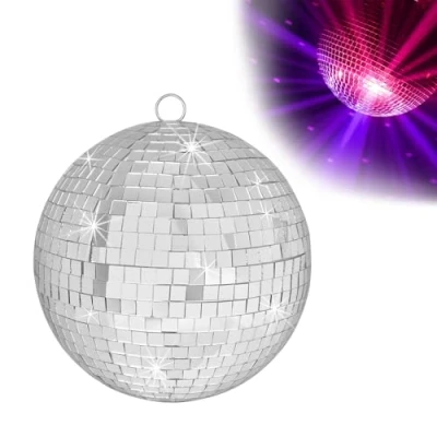 Immagine di QINERSAW Sfera Specchiata 15 * 15CM Palla a Specchio da Discoteca Specchi per Creare Effetti di Luce Anni 60 70 80 Festa Tema e (Argento)