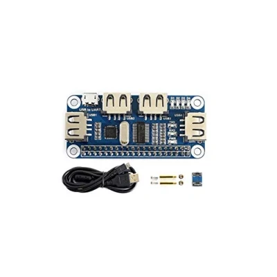 Immagine di Waveshare HAT Hub USB a 4 porte compatibile con 2.0 1.1 per RPi Raspberry Pi Zero + B 2 3 Modello convertitore integrato da UART Debug di serie