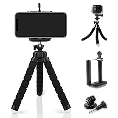Immagine di FAEFTY Treppiede Smartphone Flessibile Mini Portatile con Vite 1/4&quot;, Nero