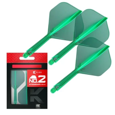 Immagine di Target Darts K Flex Integrated Dart Flight And Shaft, N. 2 Verde (Intermedio) Confezione da 3 2, voli per Freccette di precisione in 1 e Stelo