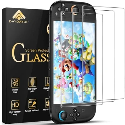 Immagine di daydayup 3 Pezzi Vetro temperato compatibile con Nintendo Switch 2 Pellicola salvaschermo Bubble Free, HD, Anti Crack, durezza 9H, Resistente ai Graffi, Facile da installare