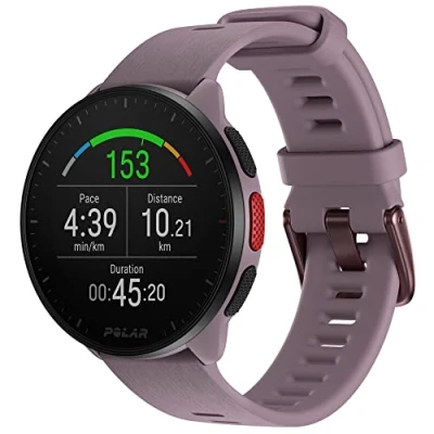 Immagine di Polar Running watch con GPS, Processore ad alta velocità, Pulsanti facili da usare Funzionalità di allenamento e recupero cardiofrequenzimetro Controllo della musica, Lilla, S L, Pacer