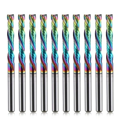 Immagine di EU_HOZLY DLC taglio UP Down, 2 flauti, utensile per fresatura a spirale, fresa CNC, compressione, gambo in legno, 1/8&quot;, diametro di CEL 22 mm