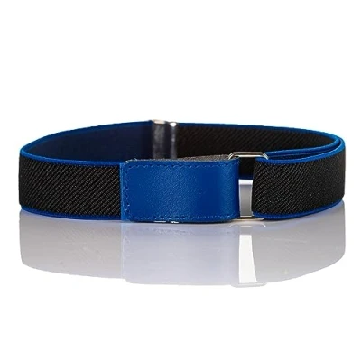 Immagine di Olata Cintura Elastica per Bambini, Regolabile, Chiusura a Strappo con Gancio 1 6 Anni. Nero/Royal Blue