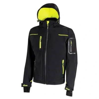 Immagine di U Power SPACE, Giacca Softshell, con Cappuccio Staccabile, Tasche Ampie, Full Zip, Antivento, Impermeabile, Tessuto Resistente, Confortevole (BLACK CARBON M)