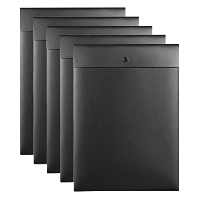 Immagine di VANRA Cartelline verticali in plastica con chiusura a bottone per carta formato A4, confezione da 5, colore: nero