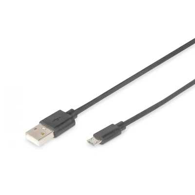 Immagine di Digitus Cavo USB 2.0 Spina A, Micro B 1.00 m Nero tondo, doppia schermatura DB 300127 010 S