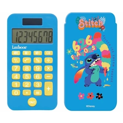 Immagine di Lexibook, Disney Stitch, Calcolatrice Tascabile con Copertura Protettiva, Funzioni Convenzionali e Avanzate, a Batteria Solare, Blu, C45D