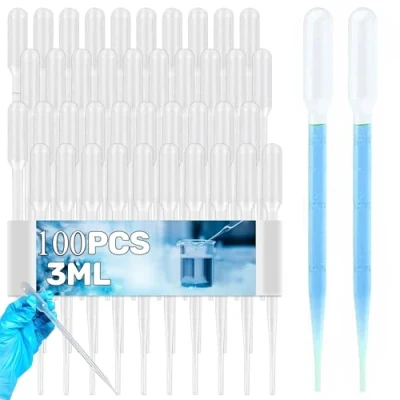 Immagine di 100 pezzi Pipette Plastica,3ml Contagocce,Pipetta Contagocce Graduata,Pipette Trasferimento,Contagocce Plastica,per Trasferire Profumo,Olio Essenziale,Vernice Acrilica e Laboratorio