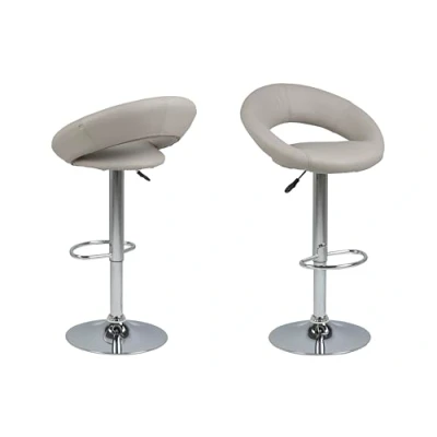 Immagine di Marchio Amazon Movian Plumpy Set of 2 Bar stools, Leather Look Black, Trumpet Foot Chrome, Gas Lift, Rest