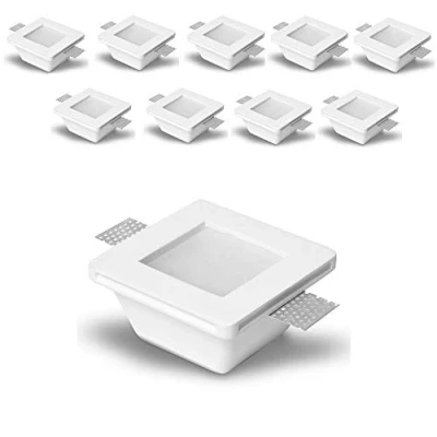 Immagine di Eurekaled® 10pz Portafaretto in Gesso CERAMICO da Incasso Quadrato con Vetro per Controsoffitti GU10 e MR16 Cod.1264