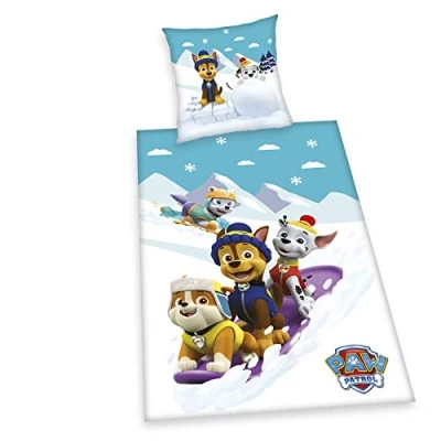 Immagine di Herding Set Biancheria da Letto, Paw Patrol, Federa 80 x cm, Copripiumino 135 200 Chiusura a Bottoni Multicolore, Cotone/Flanella