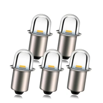 Immagine di Ruiandsion Upgrade LED Luci da torcia a bulbo P13.5S Base Socket Warm White Bulbs 18V Sostituzione per Fari testa e torcia, Non polarità (Confezione 5)