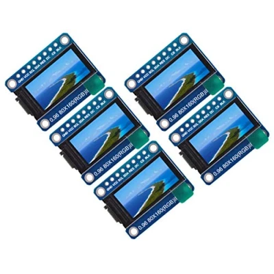 Immagine di TECNOIOT 5pcs 0.96 inch 7P SPI HD TFT ST7735 Drive IC 80 * 160 65K Full Color IPS LCD